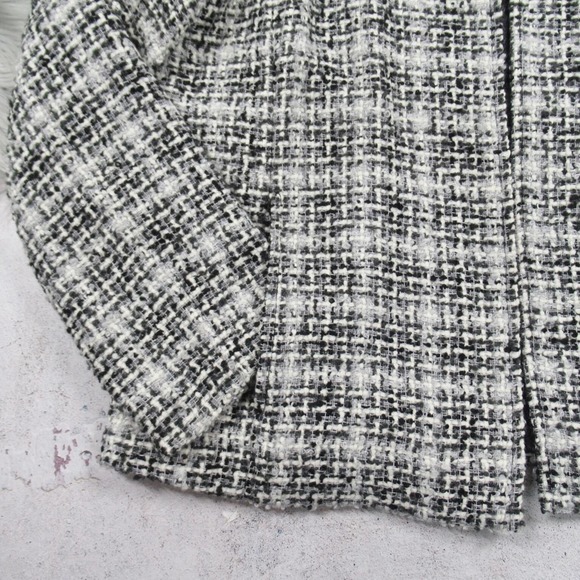 CHICO’S 1 Black White Tweed Open Front Jacket Women’s Size Medium / 8 - Picture 6 of 11